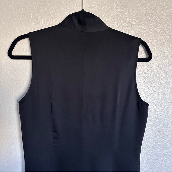 Theory Silk Sheath Black V Neck Relaxed Fit Sleeveless Midi Dress Size 6 - Picture 5 of 12